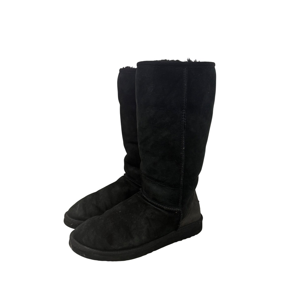 UGG Australia Classic Tall 5815 Black Suede Sheepskin Boots Womens 9